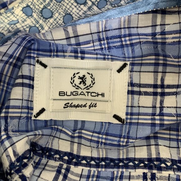 Bugatchi Mens Button Down Shirt Blue Short Sleeve Casual Resortwear - Picture 4 of 4